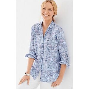 J. Jill Love Linen Essential Paisley Long Sleeve Shirt, sz Lg